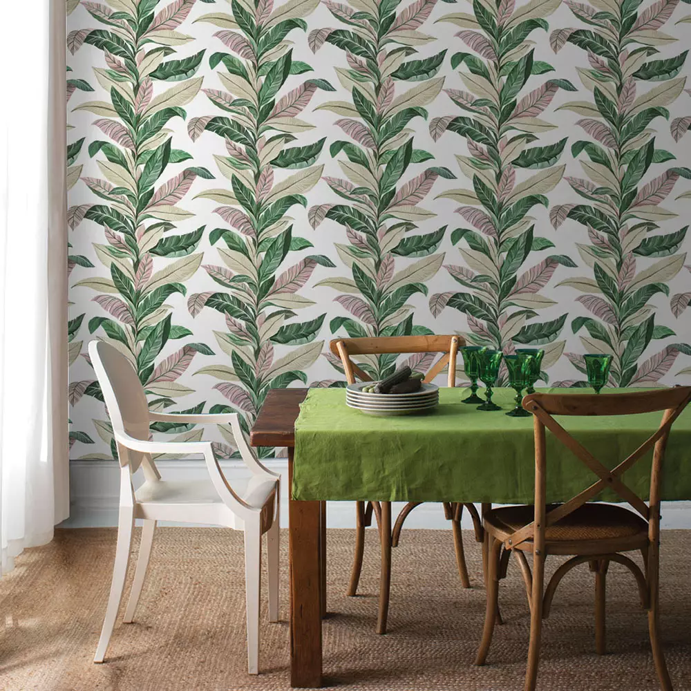 Papel de parede estampado em sala de jantar