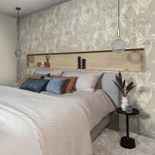 Quarto com papel de parede